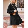 CUPSHE Women’s Mini Fall Dresses Knit Casual Long Sleeve Crew Neck Flowy Tiered Ruffled Short Sweater Dress(Black)