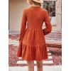 CUPSHE Women’s Mini Fall Dresses Knit Casual Long Sleeve Crew Neck Flowy Tiered Ruffled Short Sweater Dress(Burnt Orange)