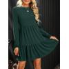 CUPSHE Women’s Mini Fall Dresses Knit Casual Long Sleeve Crew Neck Flowy Tiered Ruffled Short Sweater Dress(Green)