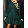 CUPSHE Women’s Mini Fall Dresses Knit Casual Long Sleeve Crew Neck Flowy Tiered Ruffled Short Sweater Dress(Green)