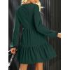 CUPSHE Women’s Mini Fall Dresses Knit Casual Long Sleeve Crew Neck Flowy Tiered Ruffled Short Sweater Dress(Green)