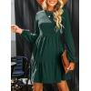 CUPSHE Women’s Mini Fall Dresses Knit Casual Long Sleeve Crew Neck Flowy Tiered Ruffled Short Sweater Dress(Green)