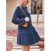 CUPSHE Women’s Mini Fall Dresses Knit Casual Long Sleeve Crew Neck Flowy Tiered Ruffled Short Sweater Dress(Navy Blue)