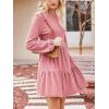 CUPSHE Women’s Mini Fall Dresses Knit Casual Long Sleeve Crew Neck Flowy Tiered Ruffled Short Sweater Dress(Pink)