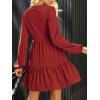 CUPSHE Women’s Mini Fall Dresses Knit Casual Long Sleeve Crew Neck Flowy Tiered Ruffled Short Sweater Dress(Red)