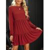 CUPSHE Women’s Mini Fall Dresses Knit Casual Long Sleeve Crew Neck Flowy Tiered Ruffled Short Sweater Dress(Red)