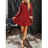 CUPSHE Women’s Mini Fall Dresses Knit Casual Long Sleeve Crew Neck Flowy Tiered Ruffled Short Sweater Dress(Red)