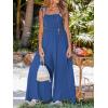 CUPSHE Women’s One Piece Jumpsuits Smocked Sleeveless Spaghetti Strap Rompers Summer Jumpers Wide Leg Pant Vacation Outfits(Blue)