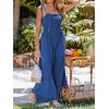 CUPSHE Women’s One Piece Jumpsuits Smocked Sleeveless Spaghetti Strap Rompers Summer Jumpers Wide Leg Pant Vacation Outfits(Blue)