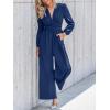 CUPSHE Women’s One Piece Jumpsuits V Neck Long Lantern Sleeve Overalls Wide Leg Pants High Waist Rompers Vacation Outfits(Navy Blue)