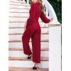 CUPSHE Women’s One Piece Jumpsuits V Neck Long Lantern Sleeve Overalls Wide Leg Pants High Waist Rompers Vacation Outfits(Red)