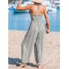 CUPSHE Women’s Plunge Halter Sleeveless Pleated Long Romper Knit Jogger Maxi Jumpsuit with Pockets(Black Striped)