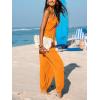 CUPSHE Women’s Plunge Halter Sleeveless Pleated Long Romper Knit Jogger Maxi Jumpsuit with Pockets(Orange)