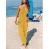 CUPSHE Women’s Plunge Halter Sleeveless Pleated Long Romper Knit Jogger Maxi Jumpsuit with Pockets(Yellow)