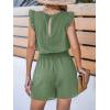 CUPSHE Women’s Romper Square Neck Sleeveless Ruffle Smocked Jumpsuit Outfit Coverup Casual Dressy(Green)