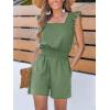 CUPSHE Women’s Romper Square Neck Sleeveless Ruffle Smocked Jumpsuit Outfit Coverup Casual Dressy(Green)