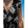 CUPSHE Women’s Romper Tropical Flutter Sleeve Boho Overall V Neck Wide Leg Outfit Casual Beach(Black/White Leaves)