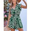 CUPSHE Women’s Romper Tropical Flutter Sleeve Boho Overall V Neck Wide Leg Outfit Casual Beach(Green Stripe)