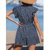 CUPSHE Women’s Romper Tropical Flutter Sleeve Boho Overall V Neck Wide Leg Outfit Casual Beach(Polka Dots)