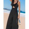 CUPSHE Women’s Romper V Neck Cami Keyhole Straight leg Jumpsuit Wide leg Outfit Casual Dressy(Black)