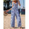 CUPSHE Women’s Romper V Neck Cami Keyhole Straight leg Jumpsuit Wide leg Outfit Casual Dressy(Blue)