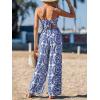 CUPSHE Women’s Romper V Neck Cami Keyhole Straight leg Jumpsuit Wide leg Outfit Casual Dressy(Blue)