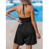 CUPSHE Women’s Rompers V Neck Halterneck Jumpsuits Sleeveless Backless Overall Wide Leg Outfit Casual Beach(Black)