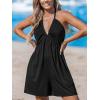 CUPSHE Women’s Rompers V Neck Halterneck Jumpsuits Sleeveless Backless Overall Wide Leg Outfit Casual Beach(Black)