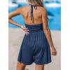 CUPSHE Women’s Rompers V Neck Halterneck Jumpsuits Sleeveless Backless Overall Wide Leg Outfit Casual Beach(Blue)