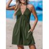 CUPSHE Women’s Rompers V Neck Halterneck Jumpsuits Sleeveless Backless Overall Wide Leg Outfit Casual Beach(Green)