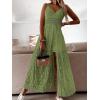CUPSHE Women’s Ruching Smocking Jumpsuit Summer Slip V Neck Backless Maxi High Low(Green)