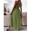 CUPSHE Women’s Ruching Smocking Jumpsuit Summer Slip V Neck Backless Maxi High Low(Green)