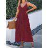 CUPSHE Women’s Ruching Smocking Jumpsuit Summer Slip V Neck Backless Maxi High Low(Red)