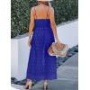 CUPSHE Women’s Ruching Smocking Jumpsuit Summer Slip V Neck Backless Maxi High Low(Royal Blue)