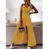 CUPSHE Women’s Ruching Smocking Jumpsuit Summer Slip V Neck Backless Maxi High Low(Yellow)