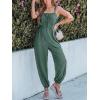 CUPSHE Women’s Sleeveless Jumpsuit Summer Drawstring Tied Pockets Wide Leg One Piece Romper Casual Outfit Beach Vacation(Olive)