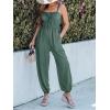 CUPSHE Women’s Sleeveless Jumpsuit Summer Drawstring Tied Pockets Wide Leg One Piece Romper Casual Outfit Beach Vacation(Olive)