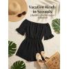 CUPSHE Women’s Summer Casual 3/4 Sleeve Romper Wide Leg Floral Tropical Off Shoulder Elastic Waist Jumpsuit with Pockets(Black Soild)