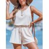 CUPSHE Womens Summer Casual Sleeveless Romper Overalls One Piece Jumpsuit Beach Cover Up Vacation Summer Outfits(Beige)
