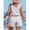 CUPSHE Womens Summer Casual Sleeveless Romper Overalls One Piece Jumpsuit Beach Cover Up Vacation Summer Outfits(Beige)