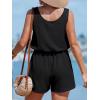 CUPSHE Womens Summer Casual Sleeveless Romper Overalls One Piece Jumpsuit Beach Cover Up Vacation Summer Outfits(Black)