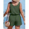 CUPSHE Womens Summer Casual Sleeveless Romper Overalls One Piece Jumpsuit Beach Cover Up Vacation Summer Outfits(Dark Green)