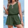 CUPSHE Womens Summer Casual Sleeveless Romper Overalls One Piece Jumpsuit Beach Cover Up Vacation Summer Outfits(Dark Green)