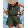 CUPSHE Womens Summer Casual Sleeveless Romper Overalls One Piece Jumpsuit Beach Cover Up Vacation Summer Outfits(Dark Green)