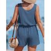 CUPSHE Womens Summer Casual Sleeveless Romper Overalls One Piece Jumpsuit Beach Cover Up Vacation Summer Outfits(Jean Blue)