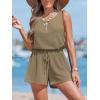 CUPSHE Womens Summer Casual Sleeveless Romper Overalls One Piece Jumpsuit Beach Cover Up Vacation Summer Outfits(Khaki)