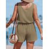 CUPSHE Womens Summer Casual Sleeveless Romper Overalls One Piece Jumpsuit Beach Cover Up Vacation Summer Outfits(Khaki)