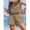 CUPSHE Womens Summer Casual Sleeveless Romper Overalls One Piece Jumpsuit Beach Cover Up Vacation Summer Outfits(Khaki)