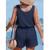 CUPSHE Womens Summer Casual Sleeveless Romper Overalls One Piece Jumpsuit Beach Cover Up Vacation Summer Outfits(Navy Blue)