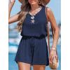 CUPSHE Womens Summer Casual Sleeveless Romper Overalls One Piece Jumpsuit Beach Cover Up Vacation Summer Outfits(Navy Blue)